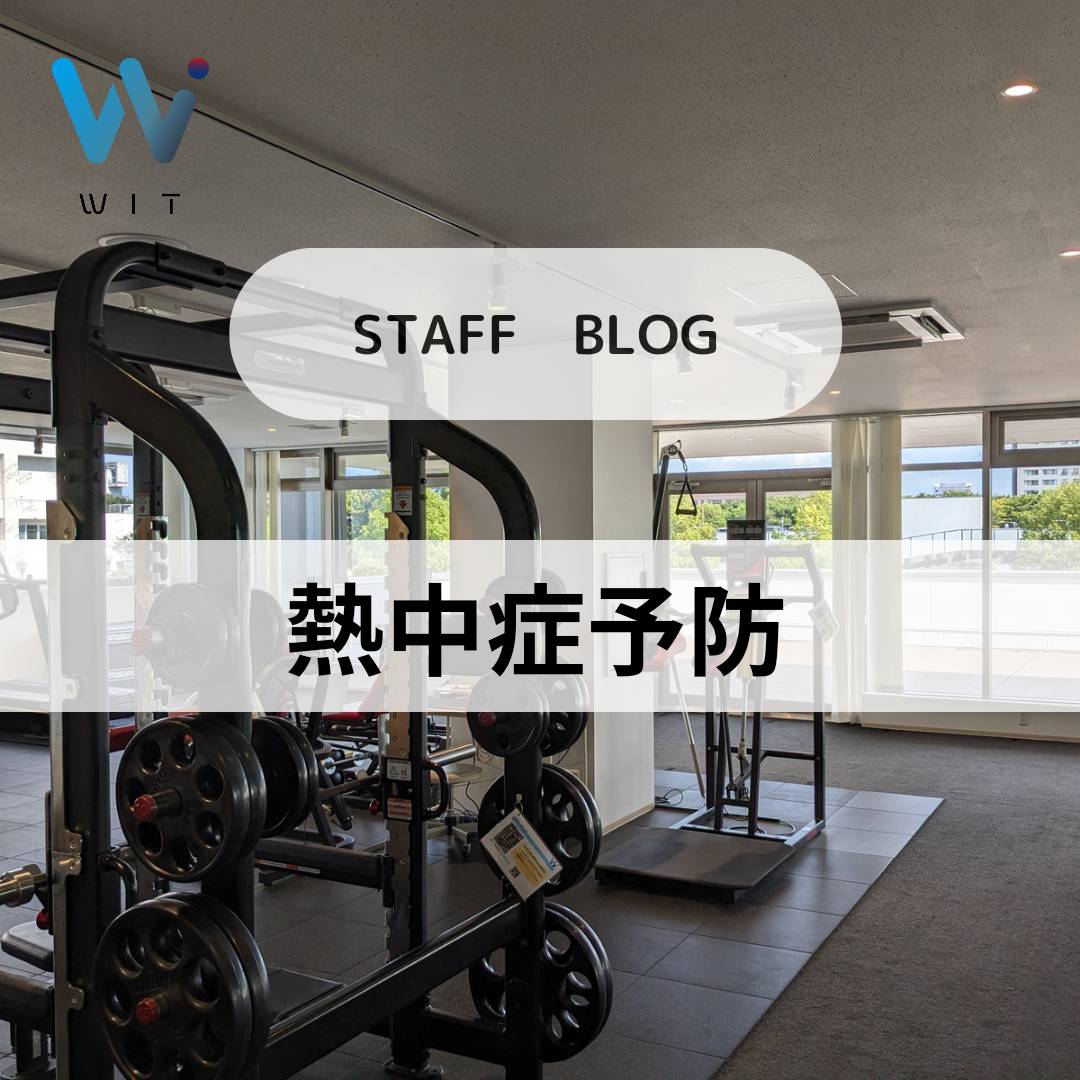 こんにちは！ 8月中旬になりましたが、暑い日がまだまだ続いているので、体調にお気をつけてお過ごしください！ 今回のお知らせは、熱中症予防と水分補給についてです！   WITにいらっしゃる際、特にパーソナルや月額利用時の水分持参のお願いをさせていただきます！  冷水機やウォーターサーバー等の設置がない為、ぜひともご持参いただけますと幸いです！  ※忘れてしまった方は1階のコンビニでご購入いただければと思います。  暑熱馴化（暑さに慣れること）もままならないまま急激に暑くなっておりますが、WITでは換気も行いながら冷房を運転しております。  屋外での運動ほどではないかと思いますが、 暑さが残り、汗をかき、喉も渇き、 タオル・水分を必要とすると思います。  熱中症予防としても水分補給が大切なので、 ご持参お願いいたします！  楽しく無理なく運動を続けるためにもぜひ水分とタオルをご持参ください！   利用中もしも体調に何か変調があった際にはすぐにスタッフへお伝えください。  #健康スポーツ科学センターWIT #WIT #つくば #今川医療福祉グループ #筑波大学#スポーツ#パーソナルトレーニング #ボディメンテナンス